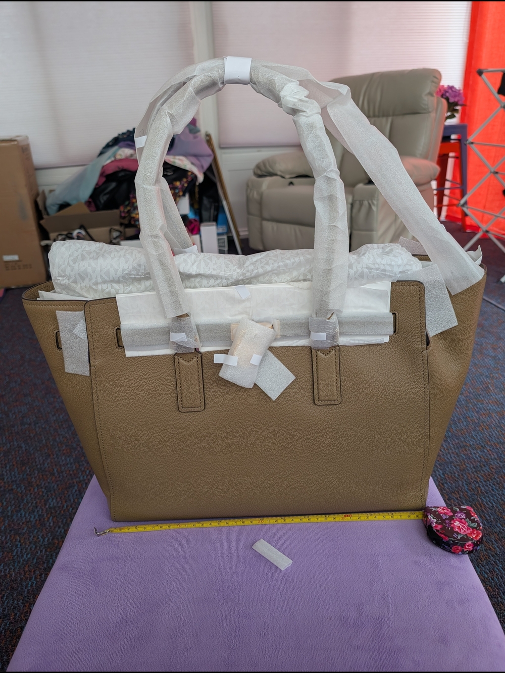 Michael Kors Pebbled Leather Tote in Taupe